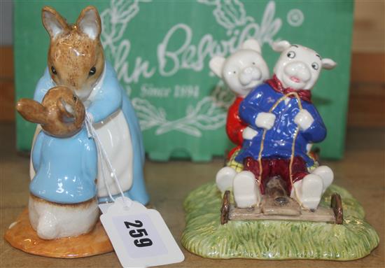 2 boxed Beswick figures, Rupert Bear & Algy Pup go carting etc